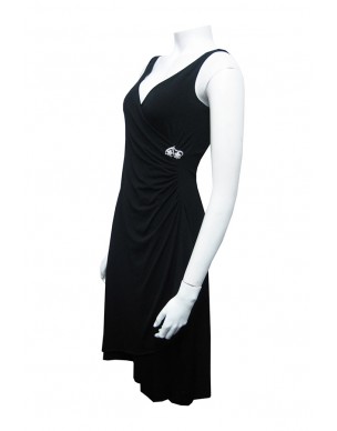 Miss Me - Soft Knit Wrap Dress with Diamontee Brooch