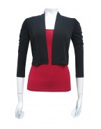 Four Girlz - Soft knit cropped jacket with ruched shoulders and 3/4 sleeves