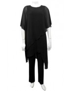 Sister Sister 10885 - Black Tilly soft knit jumpsuit with chiffon overlay.