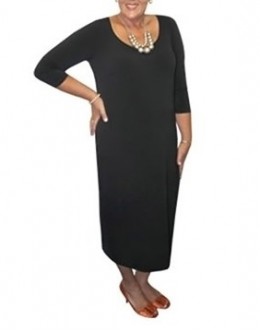 Room To Move 1144 - Plain soft knit 3/4 sleeve dress.