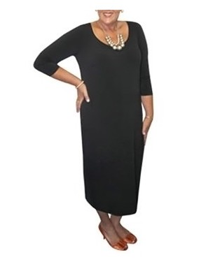 Room To Move 1144 - Plain soft knit 3/4 sleeve dress.