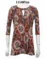 Four Girlz - Lacy tunic top with tuck detail on neck.