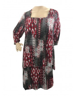 Room To Move 1346 - Daniella soft knit overlay tunic dress with 3/4 sleeve