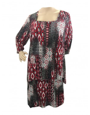 Room To Move 1346 - Daniella soft knit overlay tunic dress with 3/4 sleeve