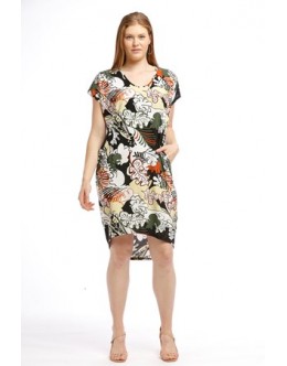 Four Girlz - Printed sleevleless Hi-Low dress with pockets.