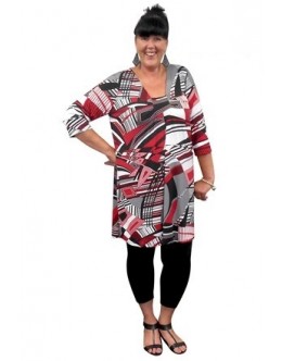 Room To Move 1873 - Delta Printed Soft Knit Long Tunic Top