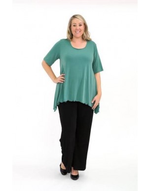 Room To Move - Dark Mint Softknit Top Peaked side