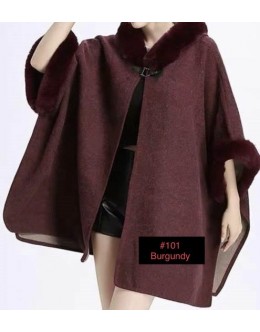 Tammy - 101 Poncho Coat with Hood Black